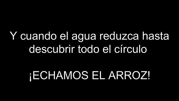 Cuando el agua reduzca hasta descubrir el círculo del imán, añadir el arroz.